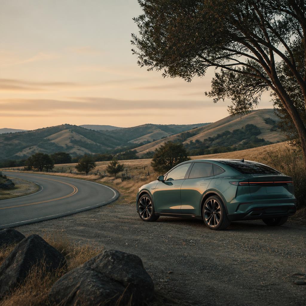 A vehicle parked safely beneath an open California evening sky