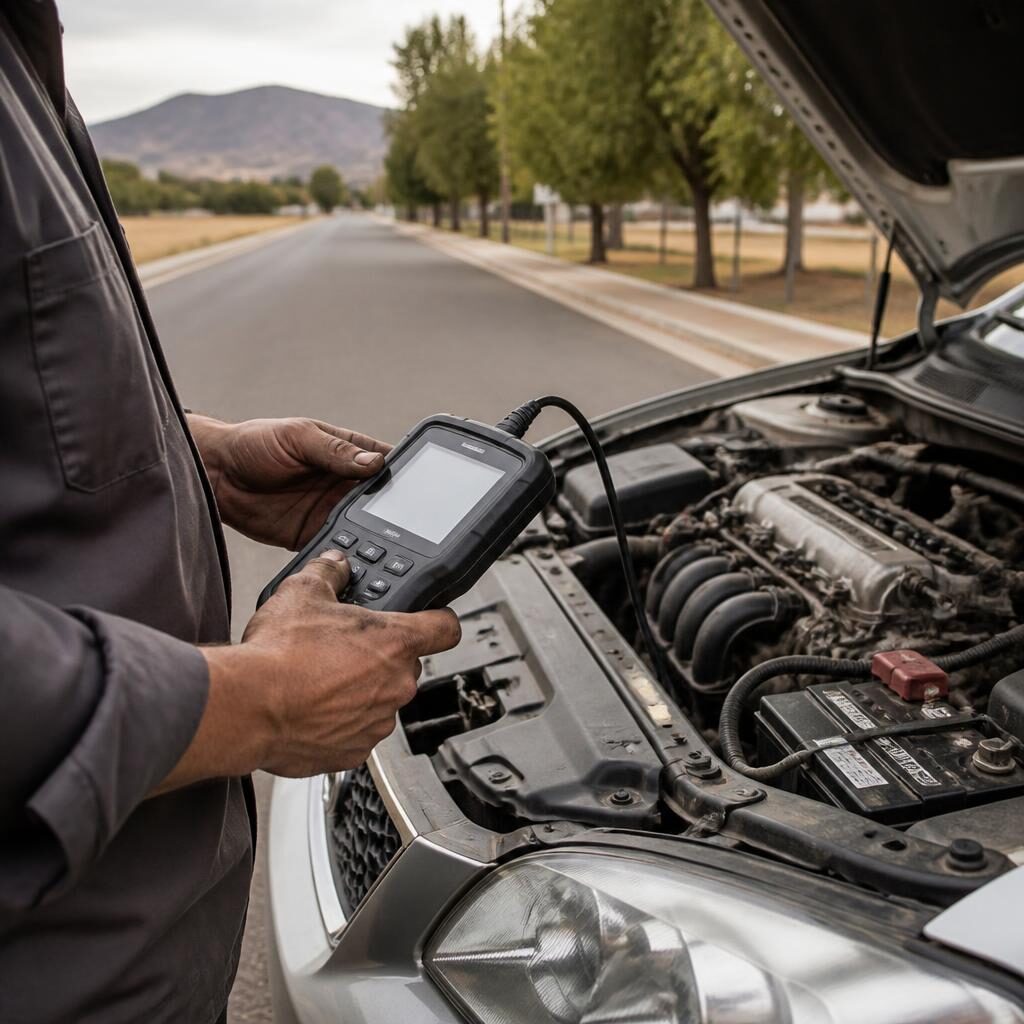 Illustrative vehicle engine inspection for Lathrop service information